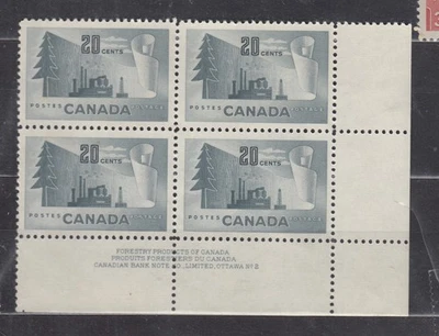 1952 #316 20¢ FOREST PRODUCTS LOWER RIGHT PLATE BLOCK #2  F-VFNH - Image 1 of 2