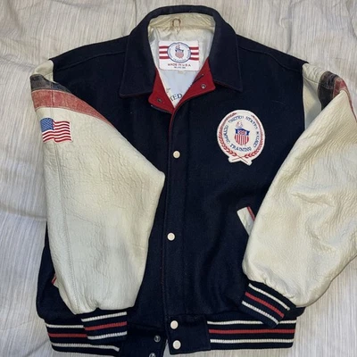 Vintage Team USA Leather Jacket Size XL Olympic Games Los Angeles Official - Image 1 of 4