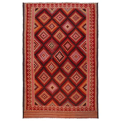 Authentic Maimana Kilim Afghan Flat Weave 9.3x5.2 Ft - Image 1 of 4