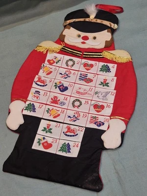 Vintage Christmas Nutcracker Hanging Padded Fabric Pocket Advent Calendar GC - Image 1 of 4