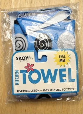 NWT SKOY Super Absorbent Kitchen Towel Reversible Design 18” X 24” Blue Black - Image 1 of 3