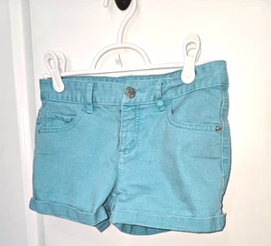 Justice Denim Short Aqua Girls Size 14 Stretch Cuffs - Picture 1 of 6