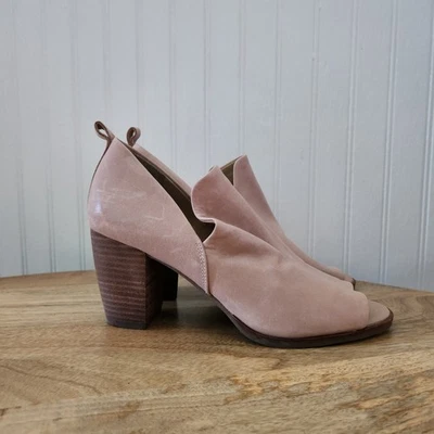 Tacón bloque de cuero Lucky Brand Jachai Peep Toe rosa rubor talla 7,5 Foto 1 de 4