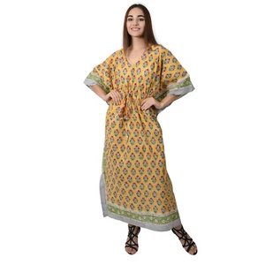 Women V Neck Long Sleeve Dresses Ladies Casual Loose Kaftan Maxi Dress Plus A40 - Picture 1 of 5