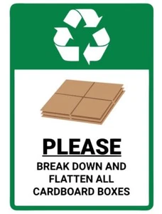 Break Down All Cardboard Boxes Safety Sign Sticker Decal Label D7352 - Picture 1 of 1