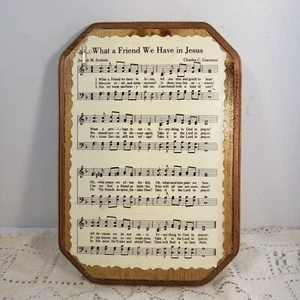 Vintage Wood Decoupage Religious Hymn What a Friend We Have in Jesus Wall Art - Picture 1 of 6