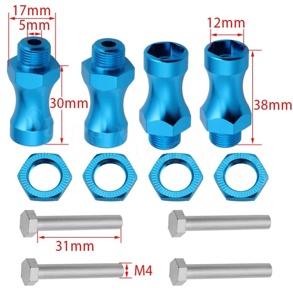 4 Stück 17 Mm Alu-Sechskant-Radmuttern Für 1/8 RC Auto – Schwarze Leichtbaumuttern Als Upgrade