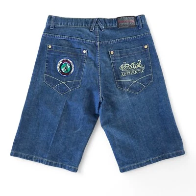 Мужские джинсовые шорты Red Ape размер 34 синие широкие мешковатые вышитые хип-хоп Y2K - Изображение 1 из 4