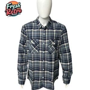 Flannel Shirt For Men 2XL Brixton Bowery Plaid Blue Vegan Anti Scratch Wool - Picture 1 of 8