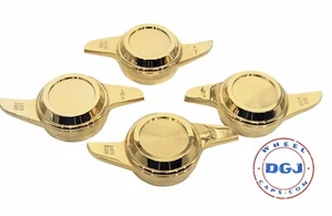 2 Bar Cut Gold Knock-offs Spinners for Lowrider Wire Wheels - Picture 1 of 2