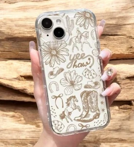 iPhone 16 XR 14 15 11 12 Plus Pro Silikon Hülle Case Klar Cowboystiefel Western - Bild 1 von 1