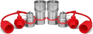 1/4" NPT ISO 7241-B Hydraulic Quick Connect Couplers/Couplings w/Dust Caps,1/... - Picture 1 of 12