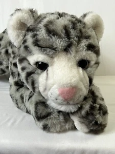 FAO Schwarz 21” Snow Leopard Stuffed Animal Plush Realistic White Gray Black Toy - Picture 1 of 13