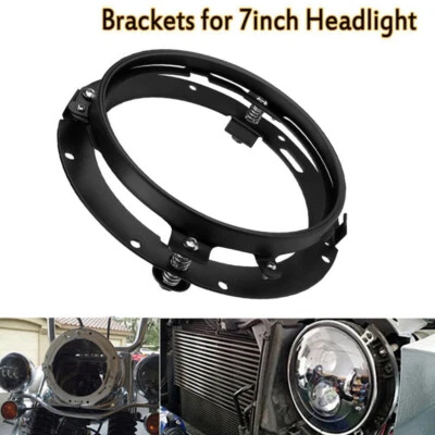 Soporte de montaje de anillo de ajuste de faros LED negro de 7" para Harley Street Glide - Foto 1 de 4