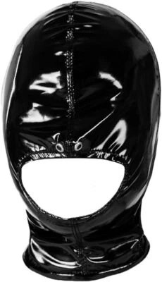 SIXFEELINGS Latexmaske Mundöffnung mit Zipper Schwarz Bondage SM Kopfmaske Fetisch BDSM Sexy