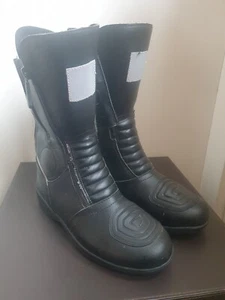  Schwarze Leder Motorradstiefel Gr. Dual Zipped Eur42 UK8 - Bild 1 von 10