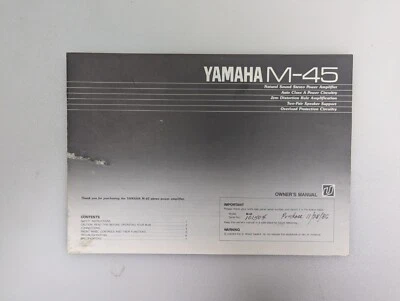 Yamaha M-45 Amplifier Owners Manual - Image 1 of 2