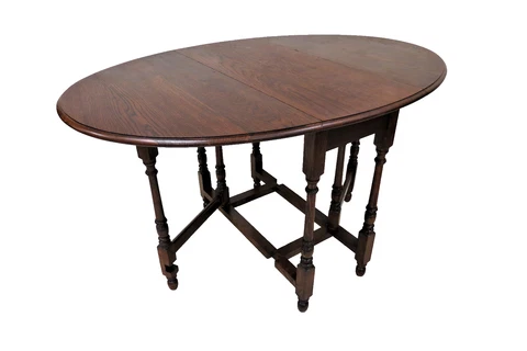 Vintage English Tiger Oak Oval Drop Leaf Gate Leg Dining Table Cover