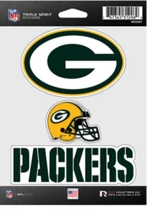 Green Bay Packers Triple Spirit 3 Decals Auto Tumbler Laptop Cut to Shape - Picture 1 of 1