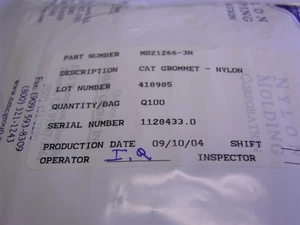 100 MS Nylon Moulding Corp. MS21266-3N Nylon 6/6 Caterpillar Grommet .085-.128" - Picture 1 of 1