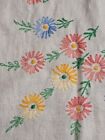 Vintage Handmade Embroidered Tablecloth 32" x 32" Cotton Daisies