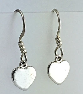 VINTAGE .925 STERLINGSILBER, ZIERLICHE BAUMELNDE HERZ OHRRINGE, FRANZÖSISCHE DRÄHTE - Bild 1 von 4