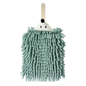Green Hedgehog Hand Towel Super Fluffy Chenille Animal High Absorbent Quick Dry - Picture 1 of 3