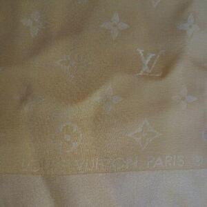 LOUIS VUITTON Monogram 100% Silk Scarf Stole Yellow about 85cm Auth Women Used