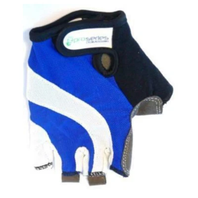 PRO-SERIES Short Finger / Fingerless Gloves Gel Padded Palm BLUE/WHITE Cycling  - Image 1 of 4