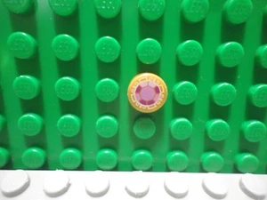 Lego 1 Pearl Gold 1x1 Round Tile Printed Pink Gem NEW - Picture 1 of 1