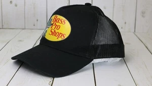 Bass Pro Shops Outdoor Fishing Trucker Hat Mesh Cap Adjustable Snap Back Black - Picture 1 of 7