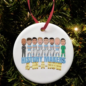 Man City Champions 2024 Baumschmuck Kugel Keramik 4 in einer Reihe tolles Geschenk - Bild 1 von 4