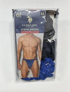 NEW US Polo Assn Cotton String Bikini Brief, Men’s Underwear Size M, Open 3 Pack