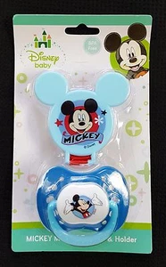 Jungen Disney Baby Mickey Mouse Schnuller & Halter Blau BPA Frei Neu 2 Verfügbar - Bild 1 von 5