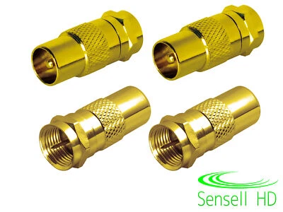 4 F-Stecker Koax Stecker SAT Kabel Adapter Verbinder Antennen Koaxial Receiver