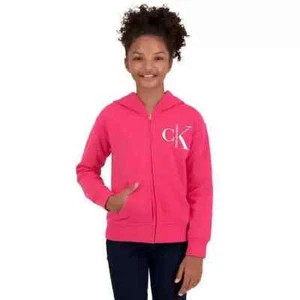 New With Tag! Calvin Klein Girl's Full Zip Pink Hoodie ,PINK- L( 14-16) - Picture 1 of 6