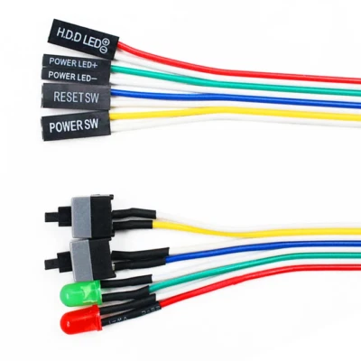 MARKENLOS Taster Power ON OFF Switch Reset Kabel mit LED Schalter ATX Mainboard PC Gehäuse