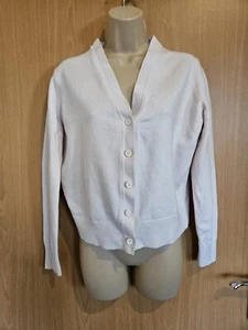 COS Cream 100% Wool Knit Long Sleeve CARDIGAN S UK 10 Small Buttons Ivory Jumper - Picture 1 of 20