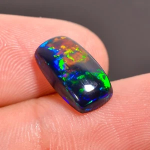 Natural Black Ethiopian Opal Radiant  Cabs Fire Opal Gemstone 12X6X3 mm 2 Ct - Picture 1 of 3