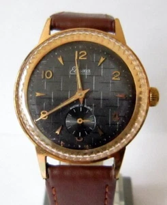 VINTAGE"ELUXA-ANCRE"17J. GOLD PLATED MECHANICAL SWISS MEN'S WATCH SERVICED # 611 - Picture 1 of 11
