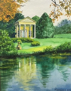 8x10 PRINT OF PAINTING RYTA LANDSCAPE lake flowers house castle tree modern art - Picture 1 of 1