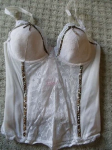 Victoria's Secret Elegant White Lace w/Animal Print Corset Bustier Lingerie 36C - Picture 1 of 7