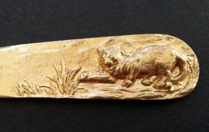 SUPERBE ancien COUPE PAPIER OUVRE LETTRE ART NOUVEAU en BRONZE DORE décor CHAT - Bild 1 von 21