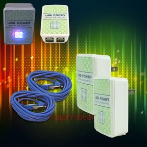 2X 4 USB PORTS WALL ADAPTER+6FT CABLE POWER CHARGER SYNC BLUE GALAXY NOTE NEXUS - Bild 1 von 1