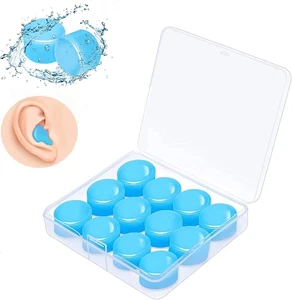 Silikon Ohrstöpsel, Wiederverwendbare Ohrstöpsel 6 Paar, Wasserdichte Schwimmen  - Bild 1 von 12