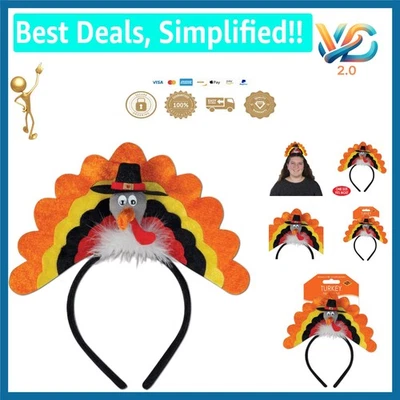 Fun Turkey Headband for Thanksgiving Parties - Colorful Felt & Feather Design - Image 1 of 4