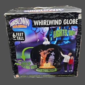 Gemmy Airblown Inflatable Whirlwind Globe Happy Halloween Cemetery 6ft - Picture 1 of 4