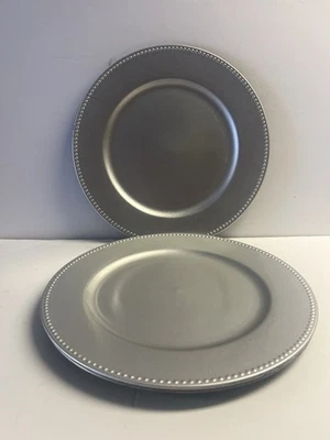 13" Beaded Rim Silver Charger Plates Set of 4 $3.00 Each or $10 for all 4 - Image 1 of 4