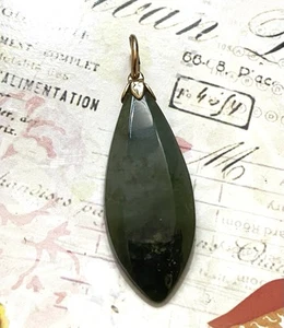 Vintage 3g Carved Jade Jadeite Nephrite Pendant Set In 9ct Yellow Gold Elegant - Bild 1 von 12
