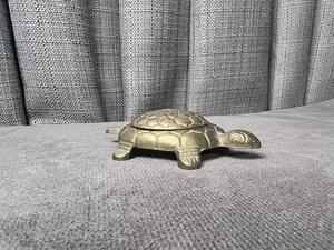 Vintage massiv Messing Schildkröte Schmuck Ring Tablett Deckel Italien Dekor - Bild 1 von 8